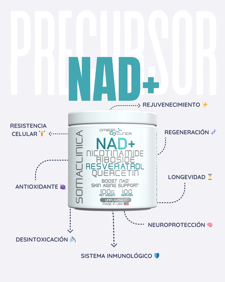 NAD+ ANTIENVEJECIMIENTO NR, RESVERATROL Y QUERCETINA